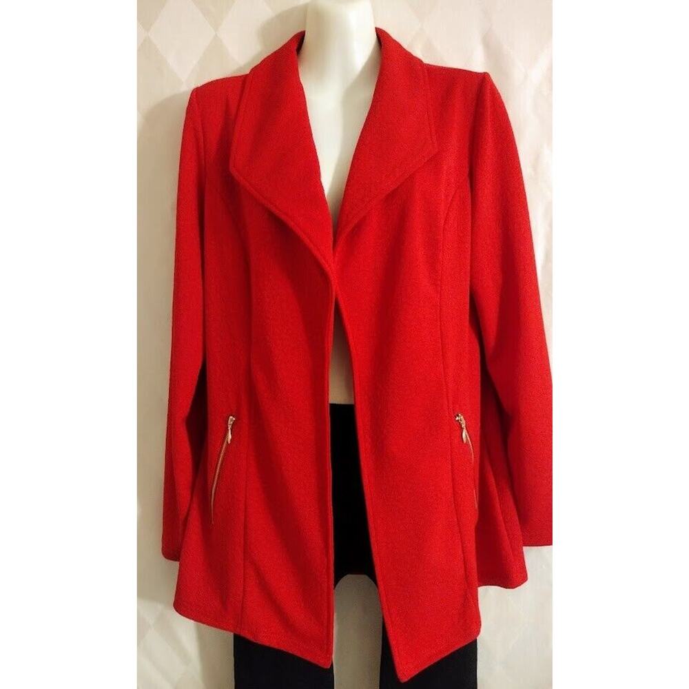 Chico's Unlined Open Front Jacket with Zip Pockets, Red,‎ Size 0 (XS/4)